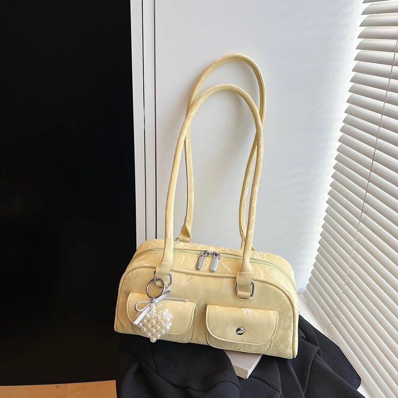 Fabienne | Pink Leather Korean Shoulder Bag