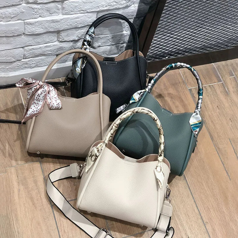 Leather Bucket Crossbody Bag