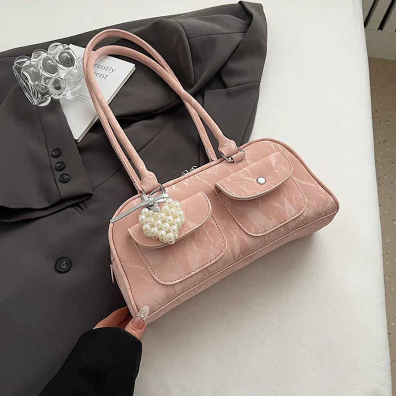 Fabienne | Pink Leather Korean Shoulder Bag