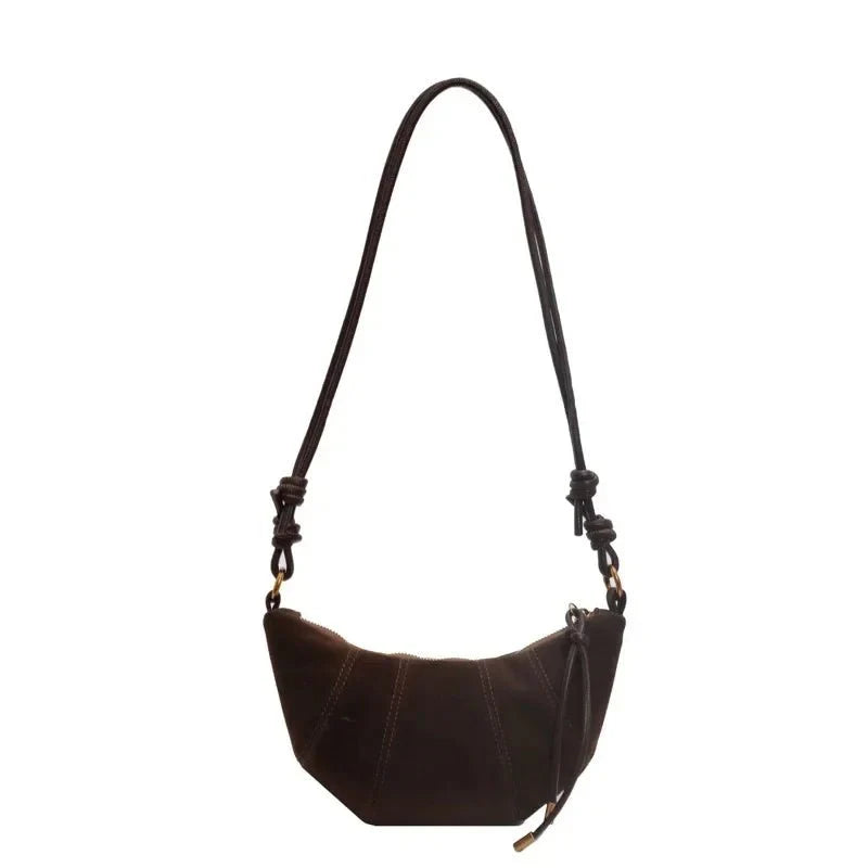 Suede crescent crossbody bag