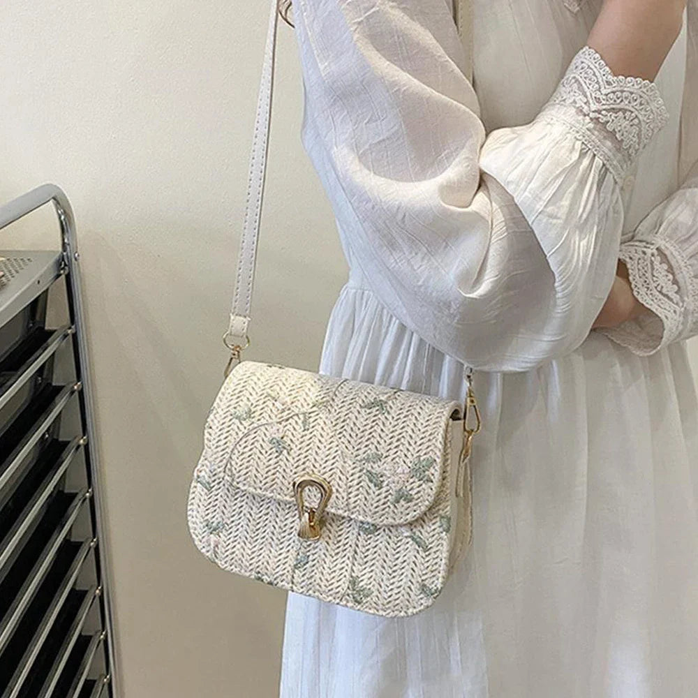 Vintage Straw Crossbody Bag