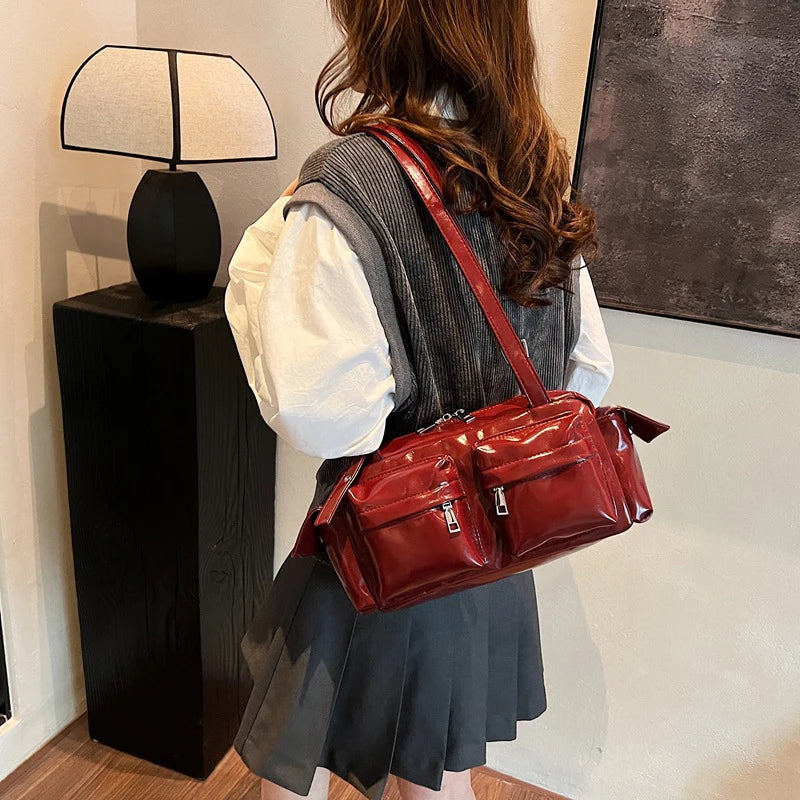 Amandine | Pink Multi-pocket Korean Shoulder Bag