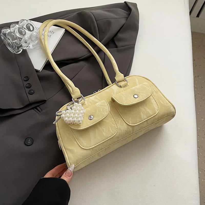 Fabienne | Pink Leather Korean Shoulder Bag