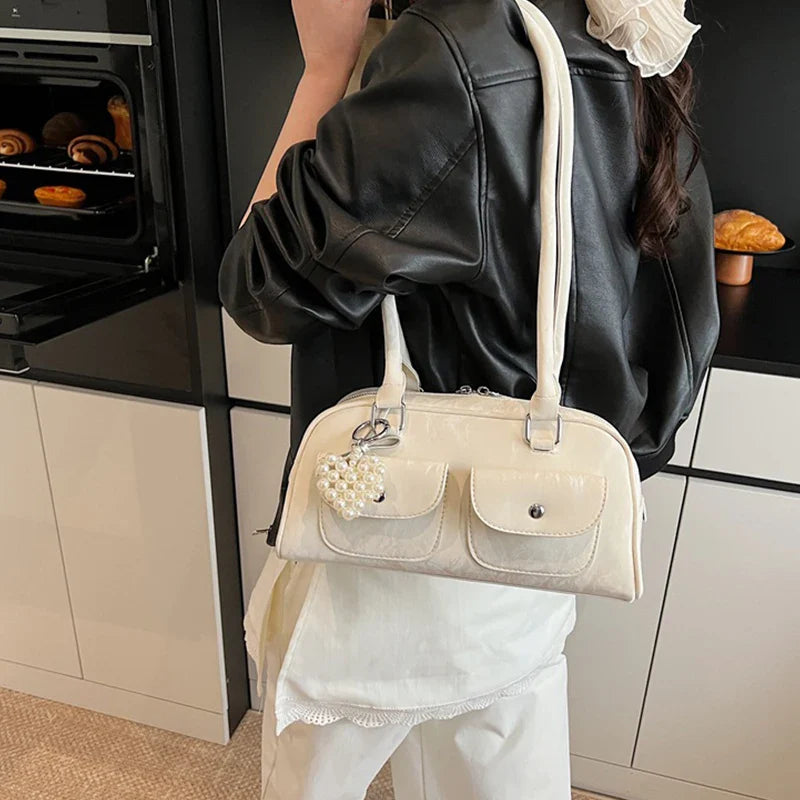 Fabienne | Pink Leather Korean Shoulder Bag