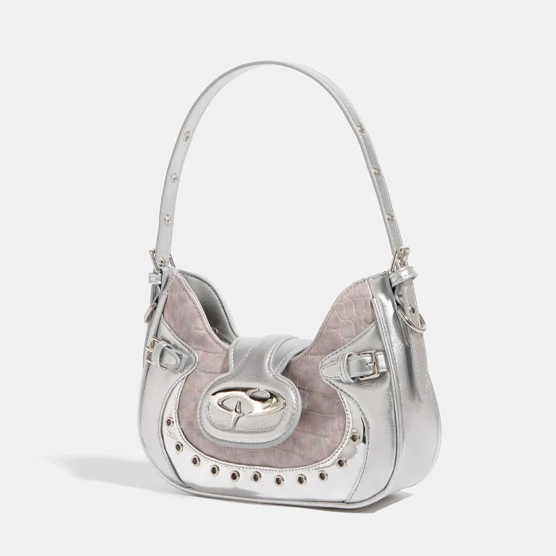 Silver Crescent Crossbody Bag