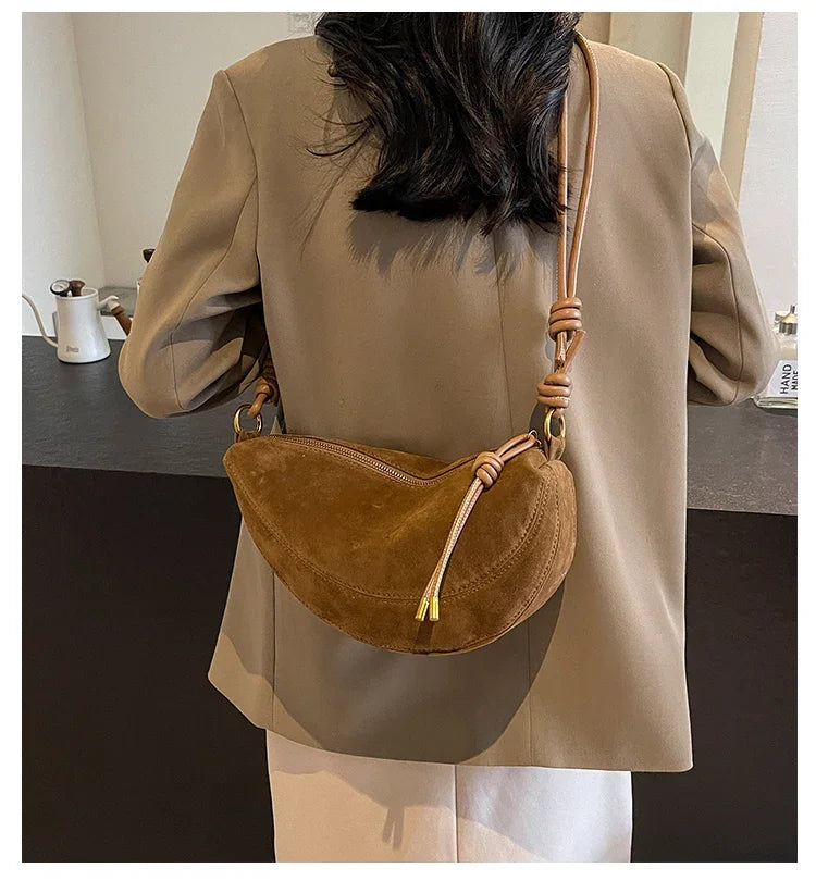 Burgundy Velvet Crossbody Bag