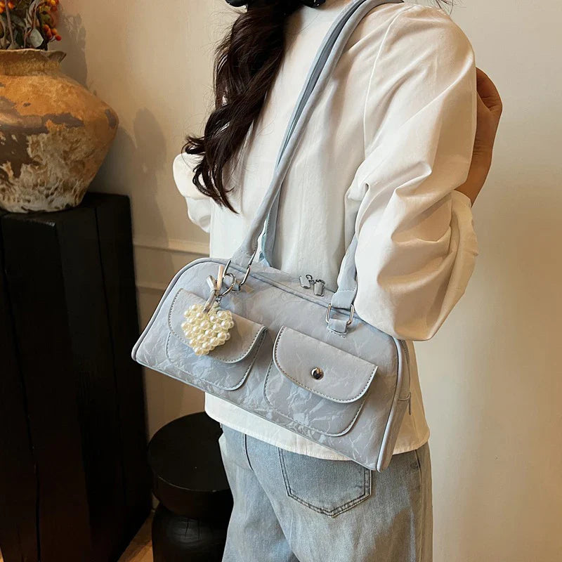 Fabienne | Pink Leather Korean Shoulder Bag