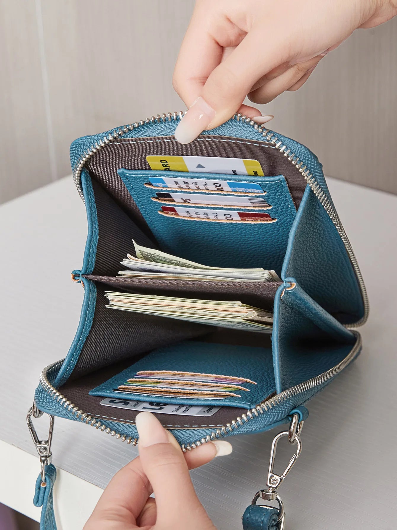 Blue Leather Crossbody Bag