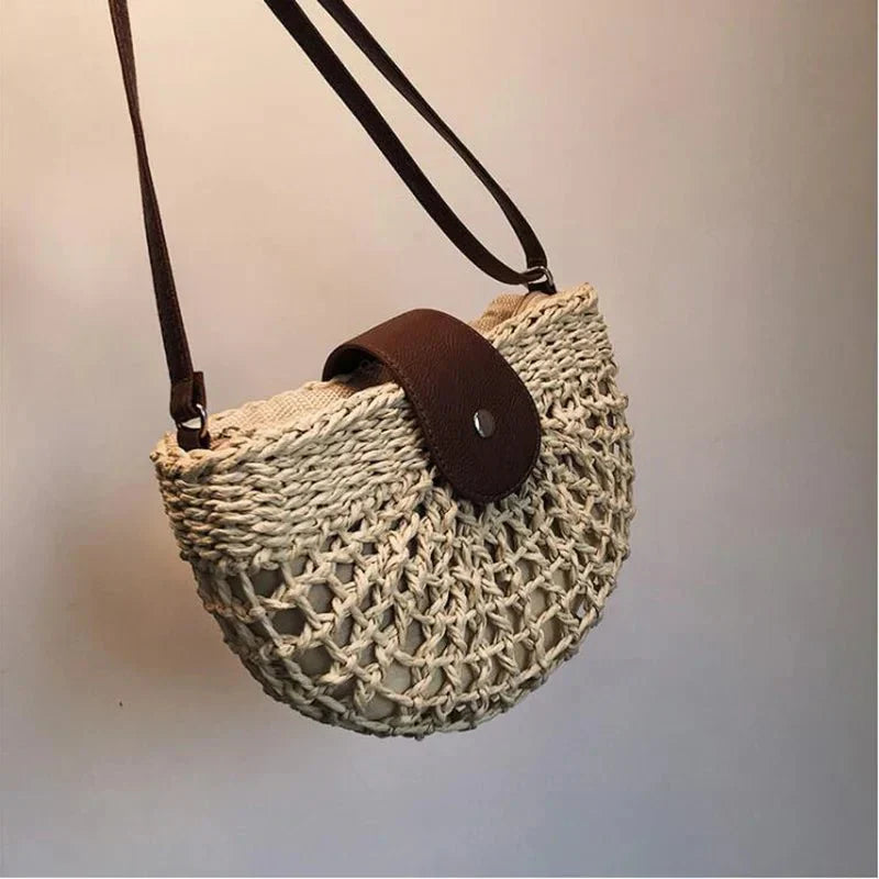 Virginie | Wicker Half Moon Bag
