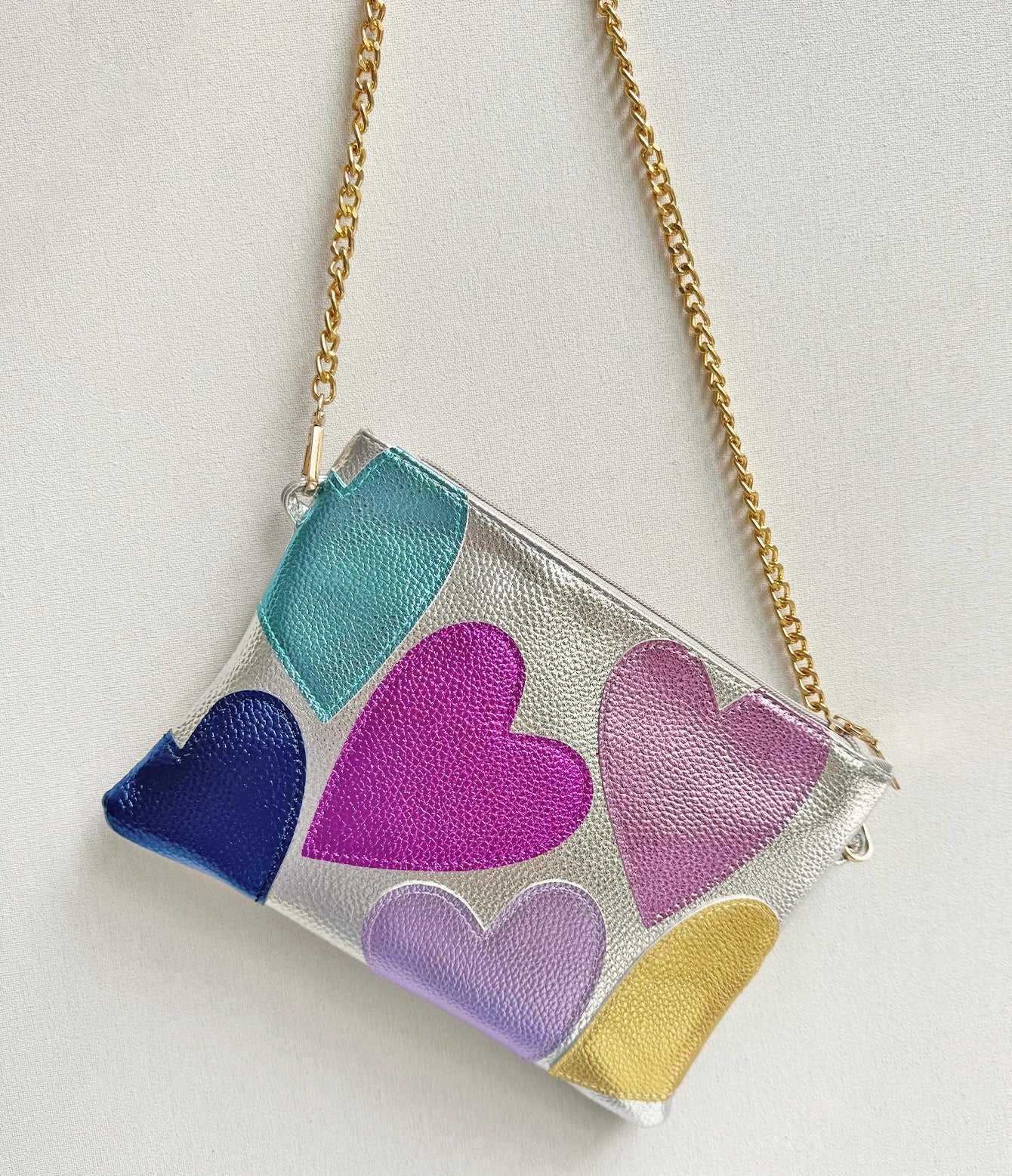 Silver Leather Crossbody Bag