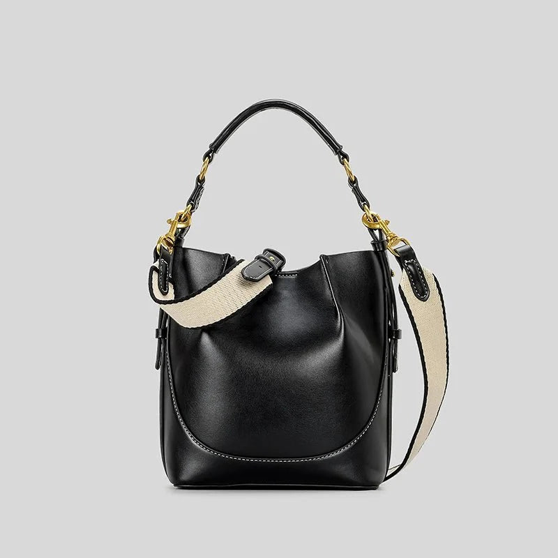 Leather Bucket Crossbody Bag
