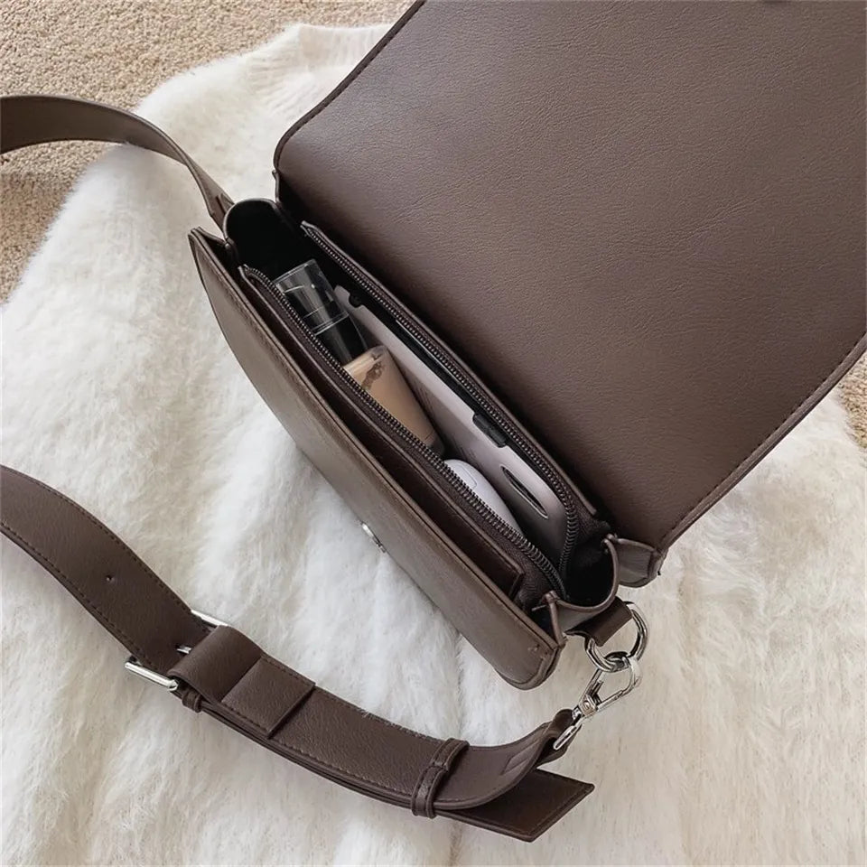 Coralie | Brown Crescent Crossbody Bag