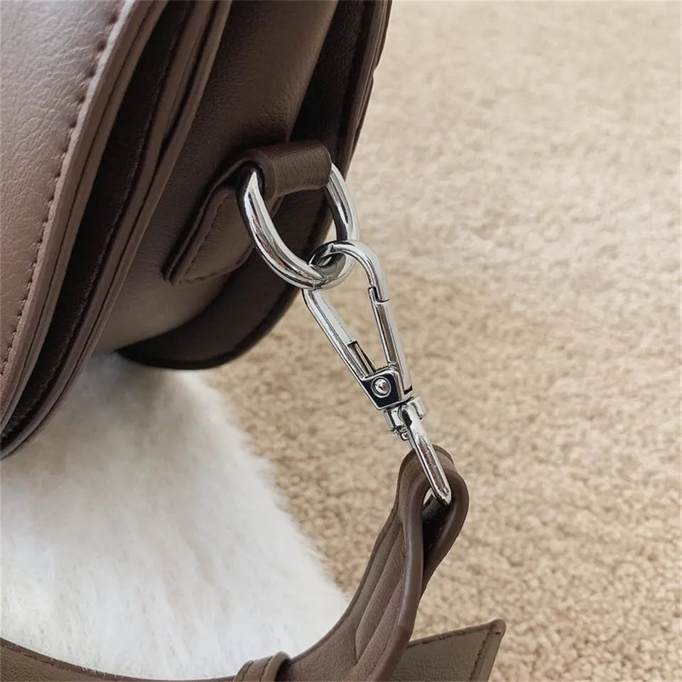 Coralie | Brown Crescent Crossbody Bag