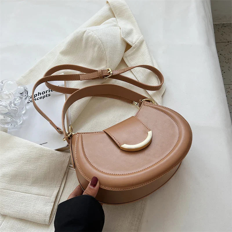 Leather Crescent Crossbody Bag