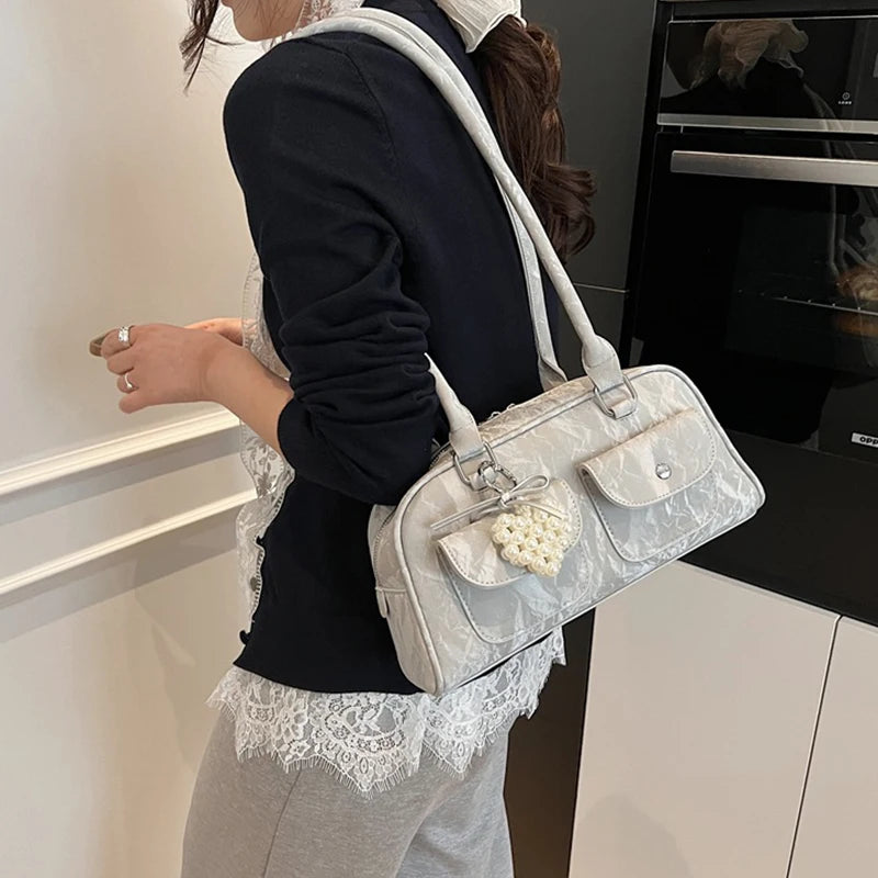 Fabienne | Pink Leather Korean Shoulder Bag