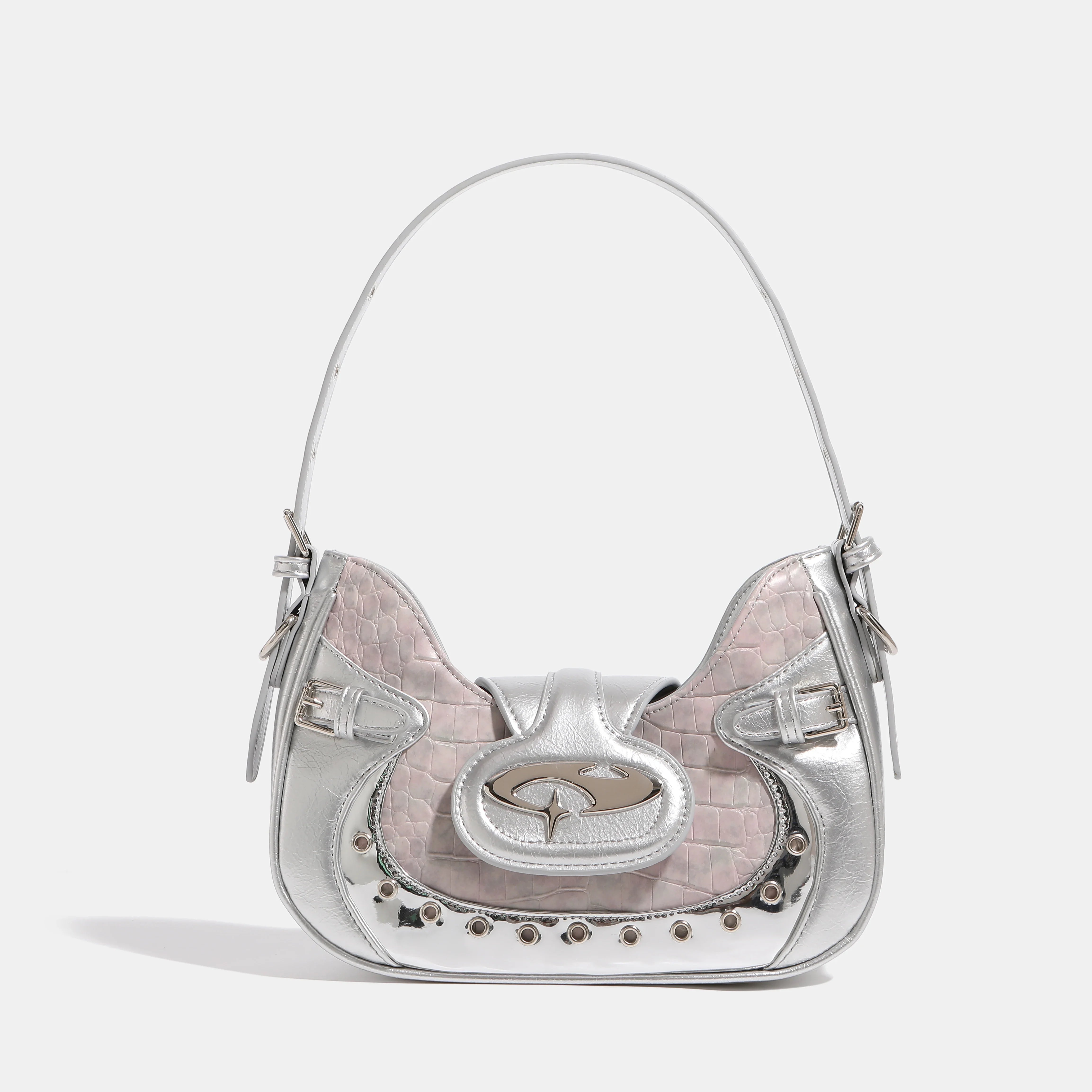 Silver Crescent Crossbody Bag
