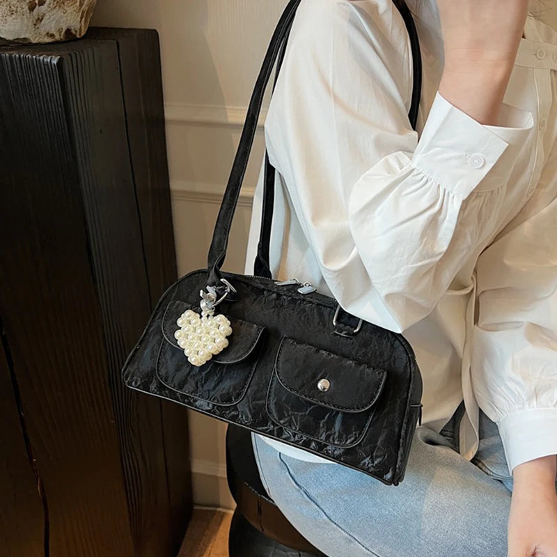 Fabienne | Pink Leather Korean Shoulder Bag