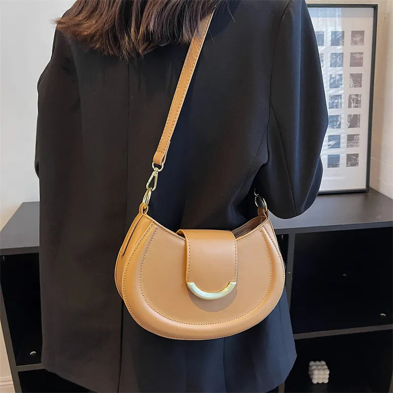 Leather Crescent Crossbody Bag