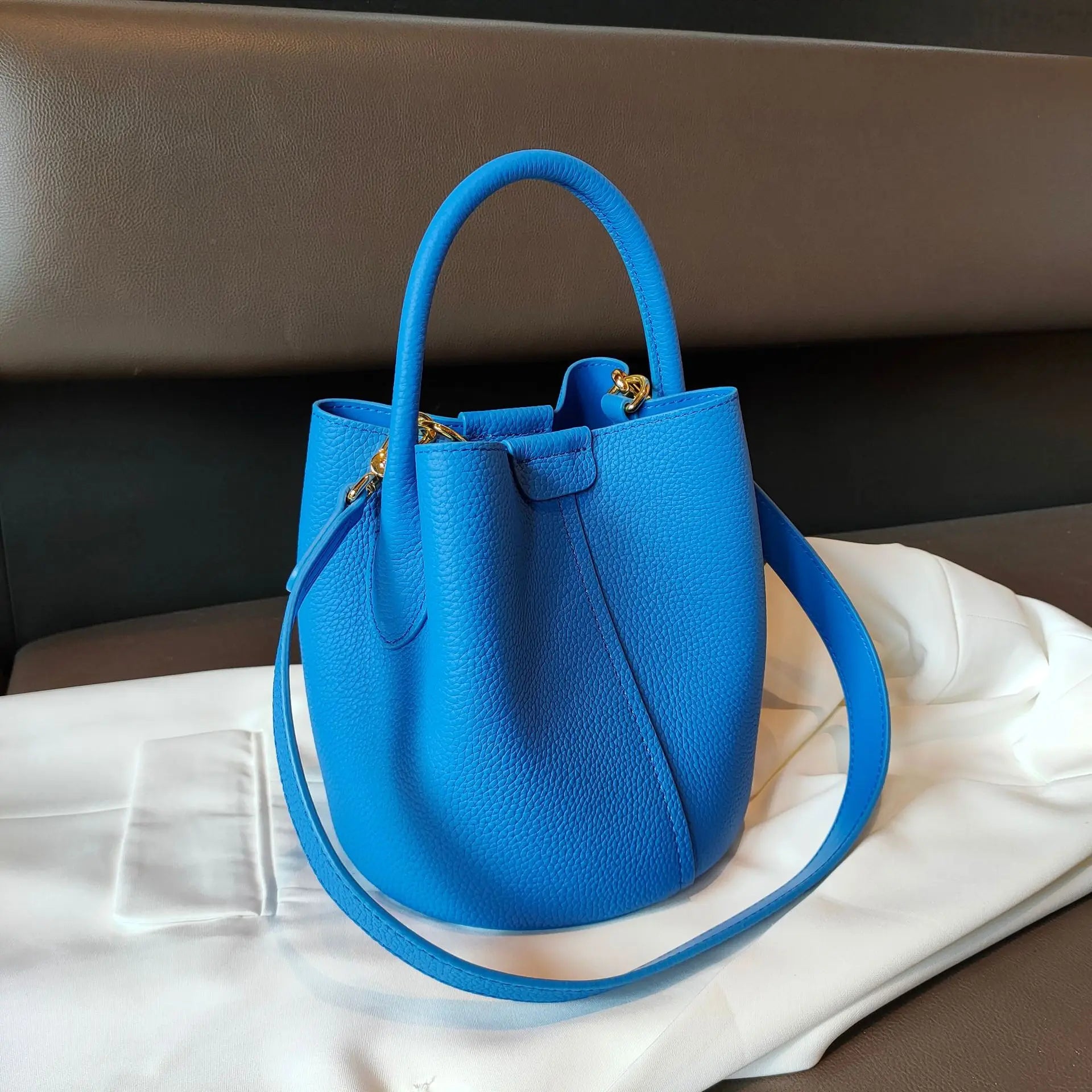 Leather Crossbody Bucket Handbags