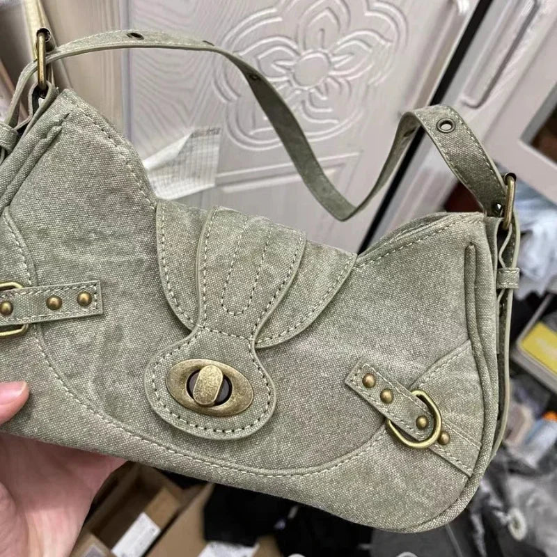 Green Crescent Shoulder Bag