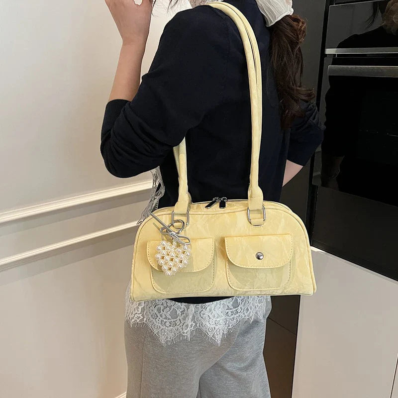 Fabienne | Pink Leather Korean Shoulder Bag