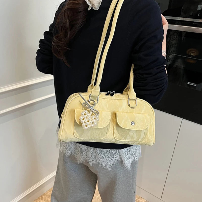 Fabienne | Pink Leather Korean Shoulder Bag