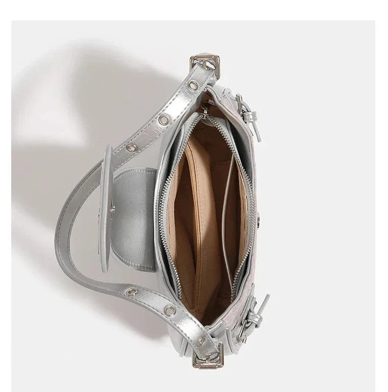 Silver Crescent Crossbody Bag