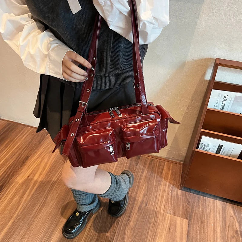 Amandine | Pink Multi-pocket Korean Shoulder Bag