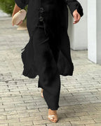 One-Shoulder Top with Coordinating Wide-Leg Pants Set