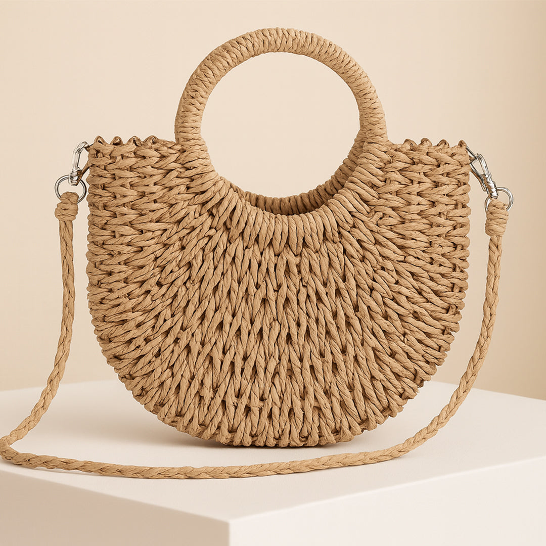 Marion | Wicker Half Moon Bag