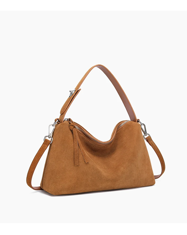 Suede Crescent Crossbody Bag