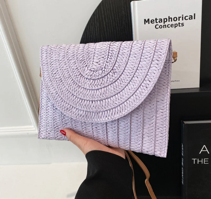 Laurence | Pink Straw Crossbody Bag