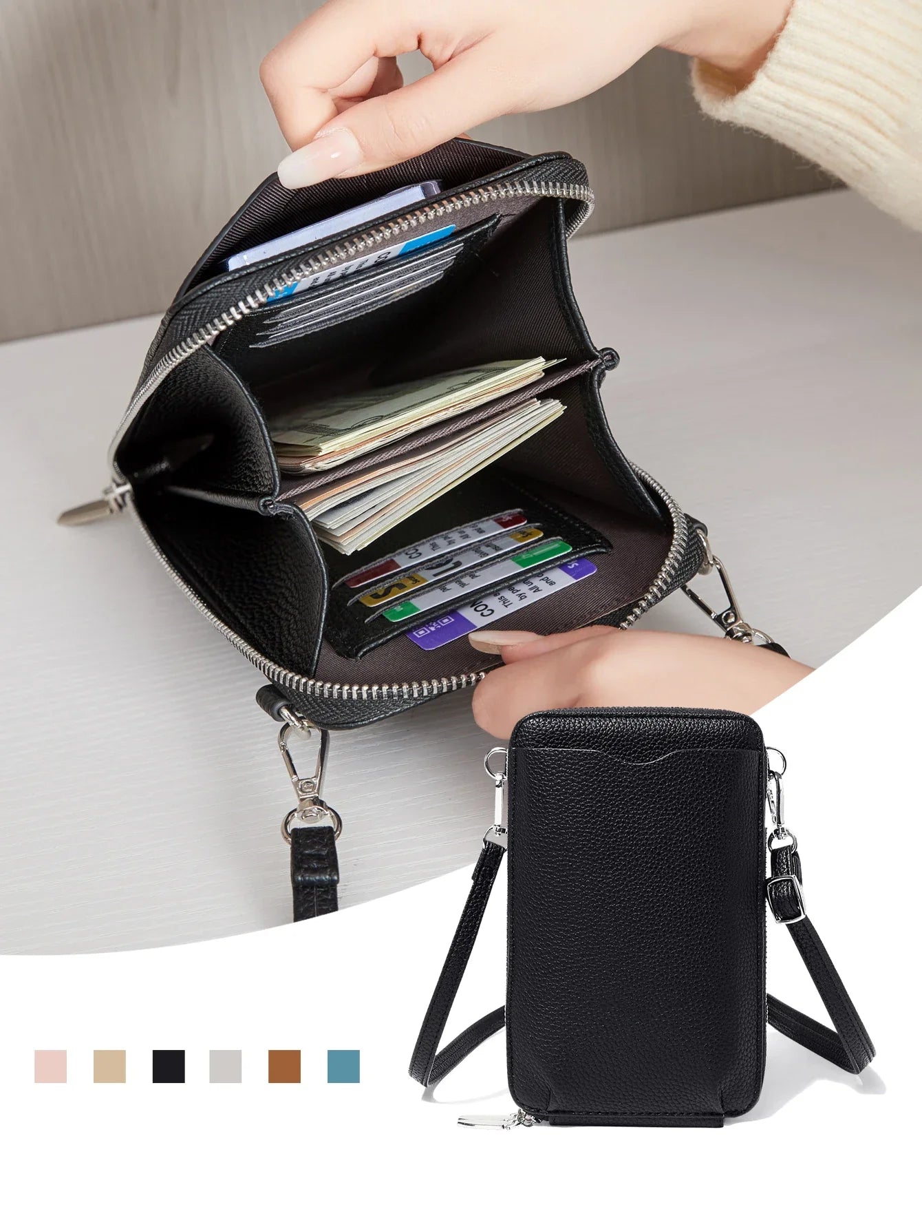 Blue Leather Crossbody Bag