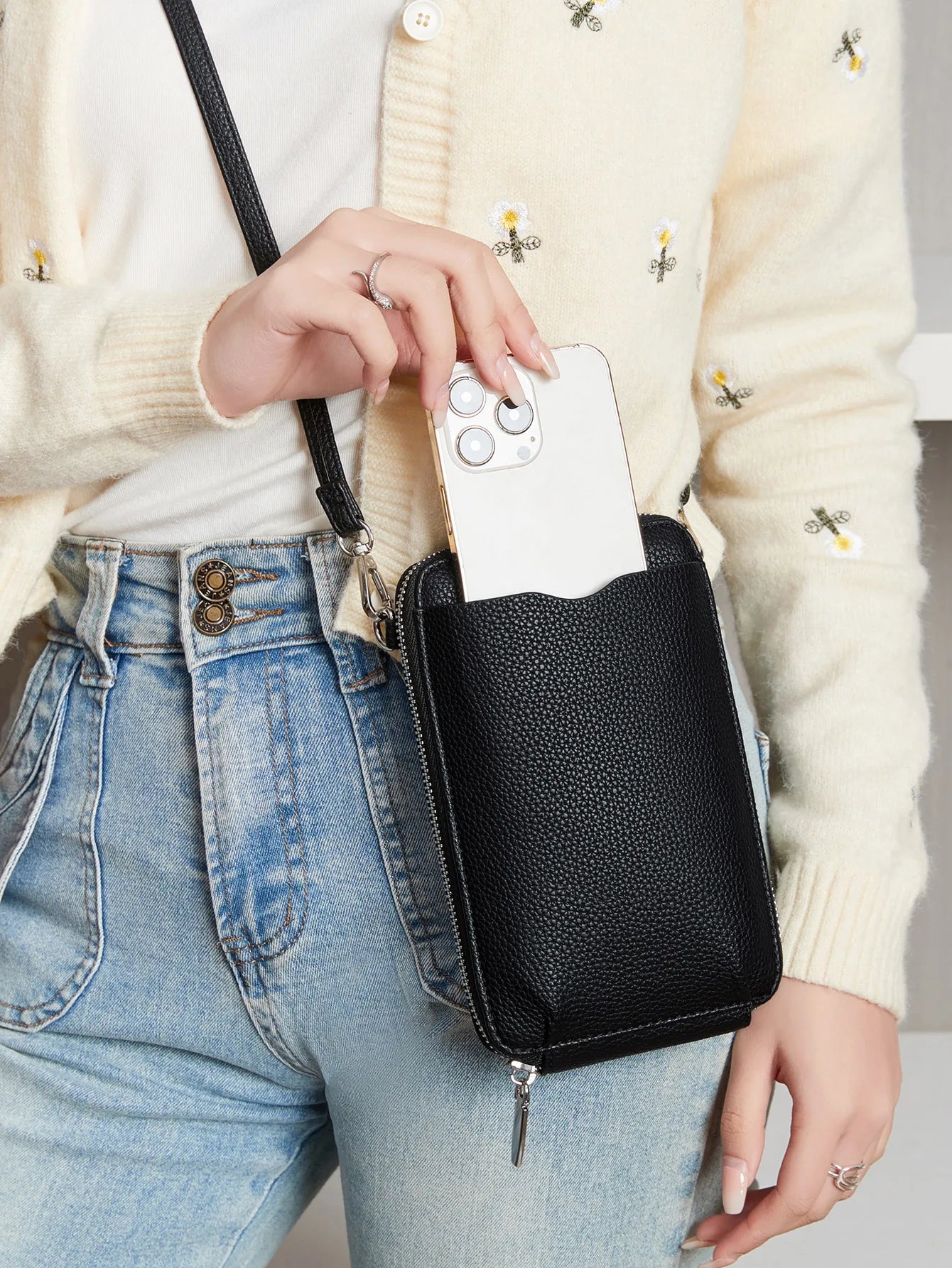 Blue Leather Crossbody Bag
