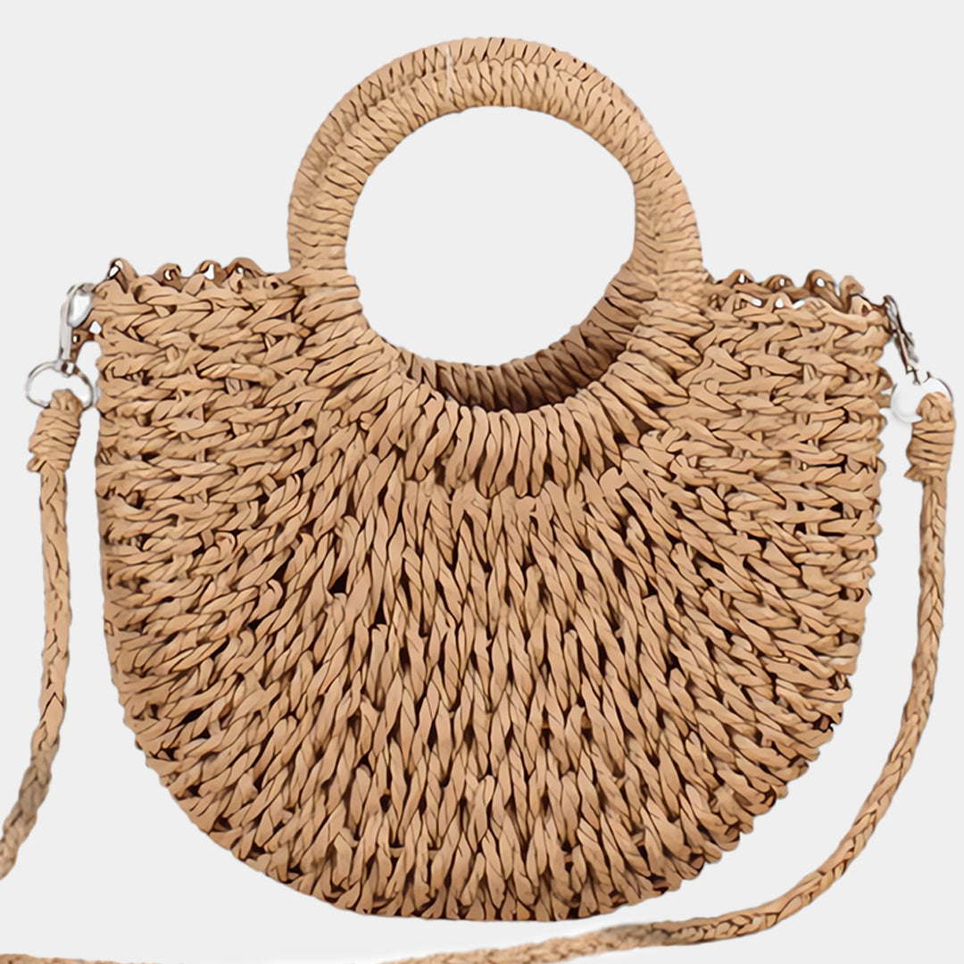 Wicker Half Moon Bag