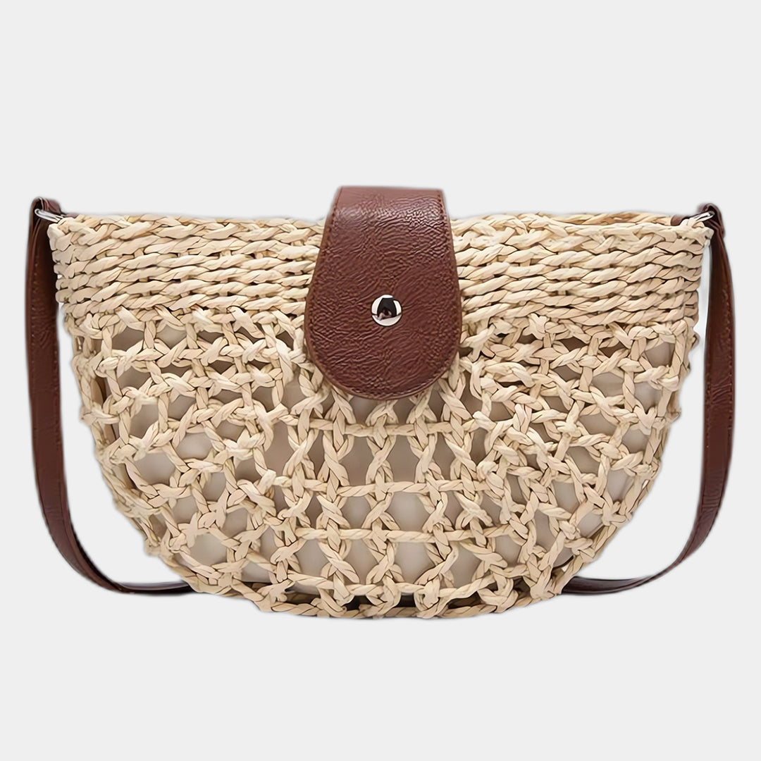 Wicker Half Moon Bag