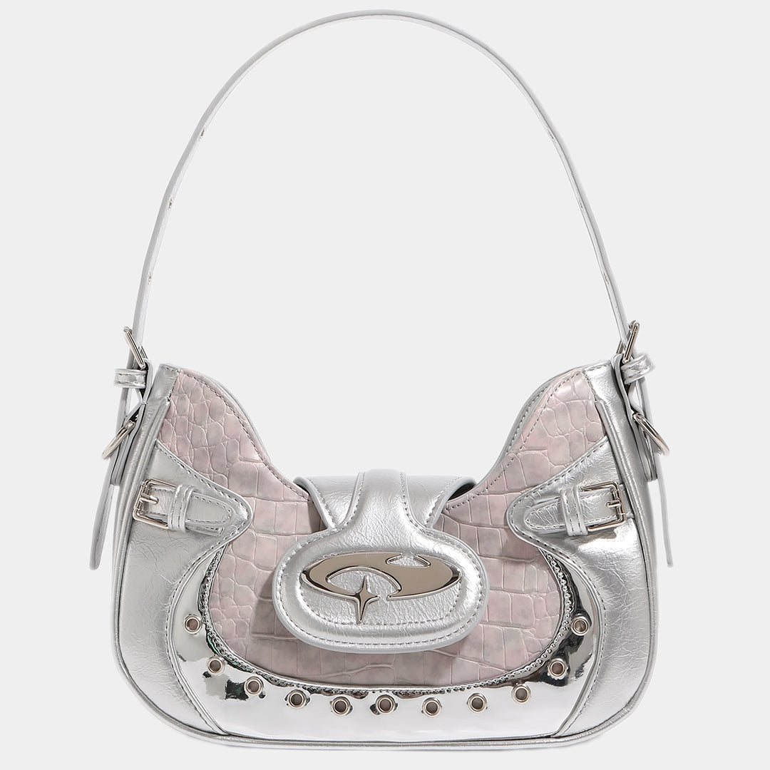 Silver Crescent Crossbody Bag