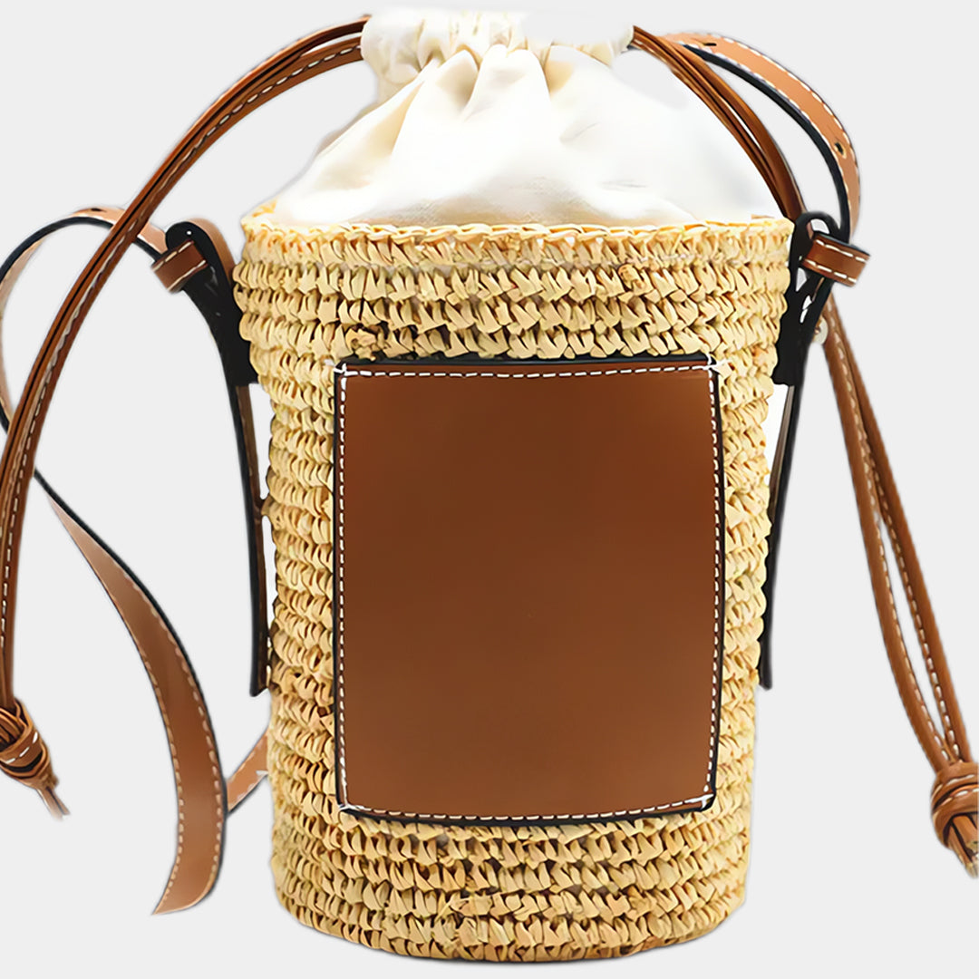 Straw Bucket Crossbody Bag