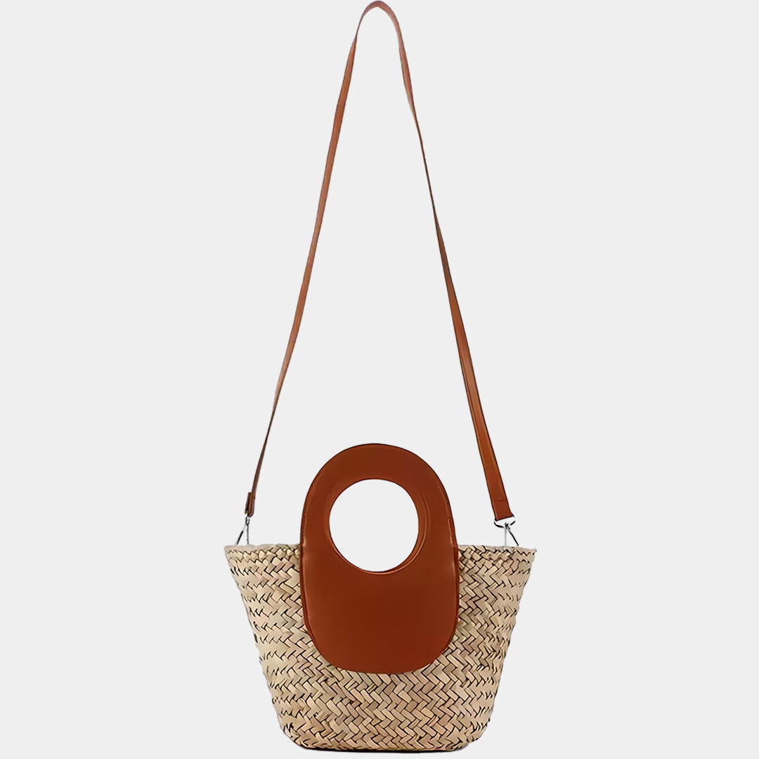 Sylvie | Brown Straw Crossbody Bag