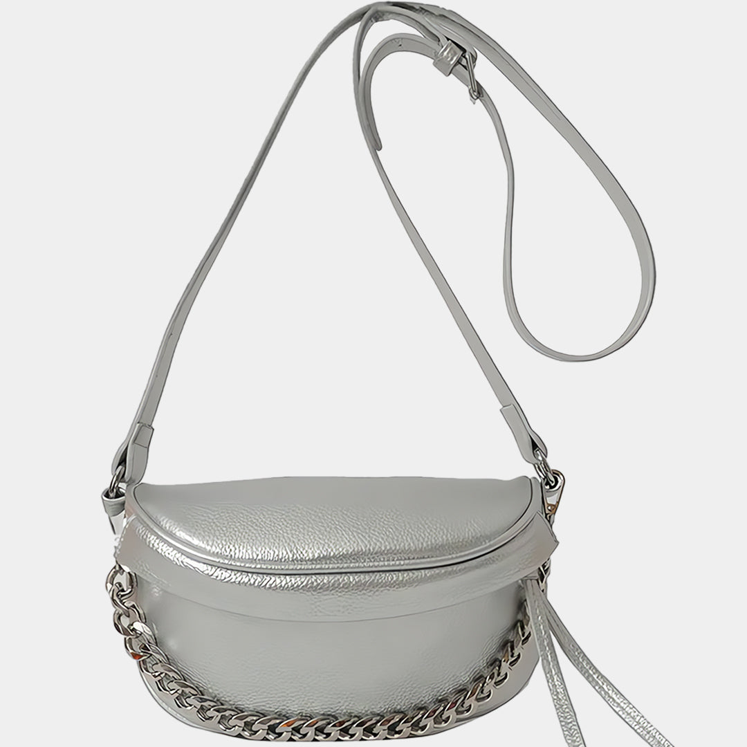 Silver crossbody belt bag