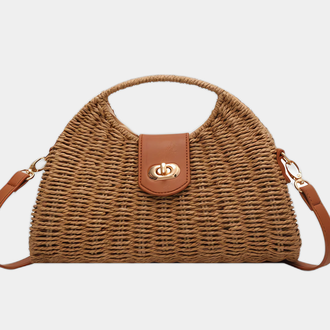Straw crescent crossbody bag