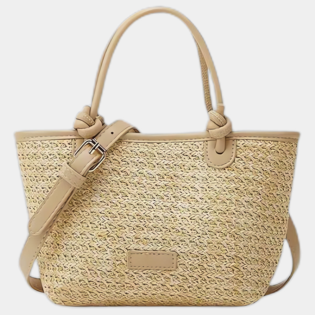 Beige straw crossbody bag