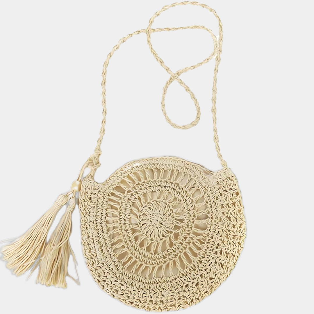 Straw Half Moon Crossbody Bag