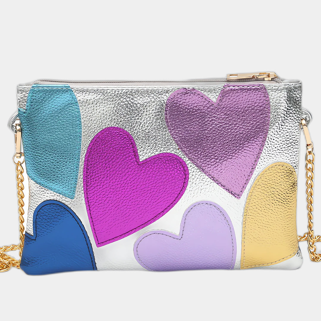 Silver Leather Crossbody Bag