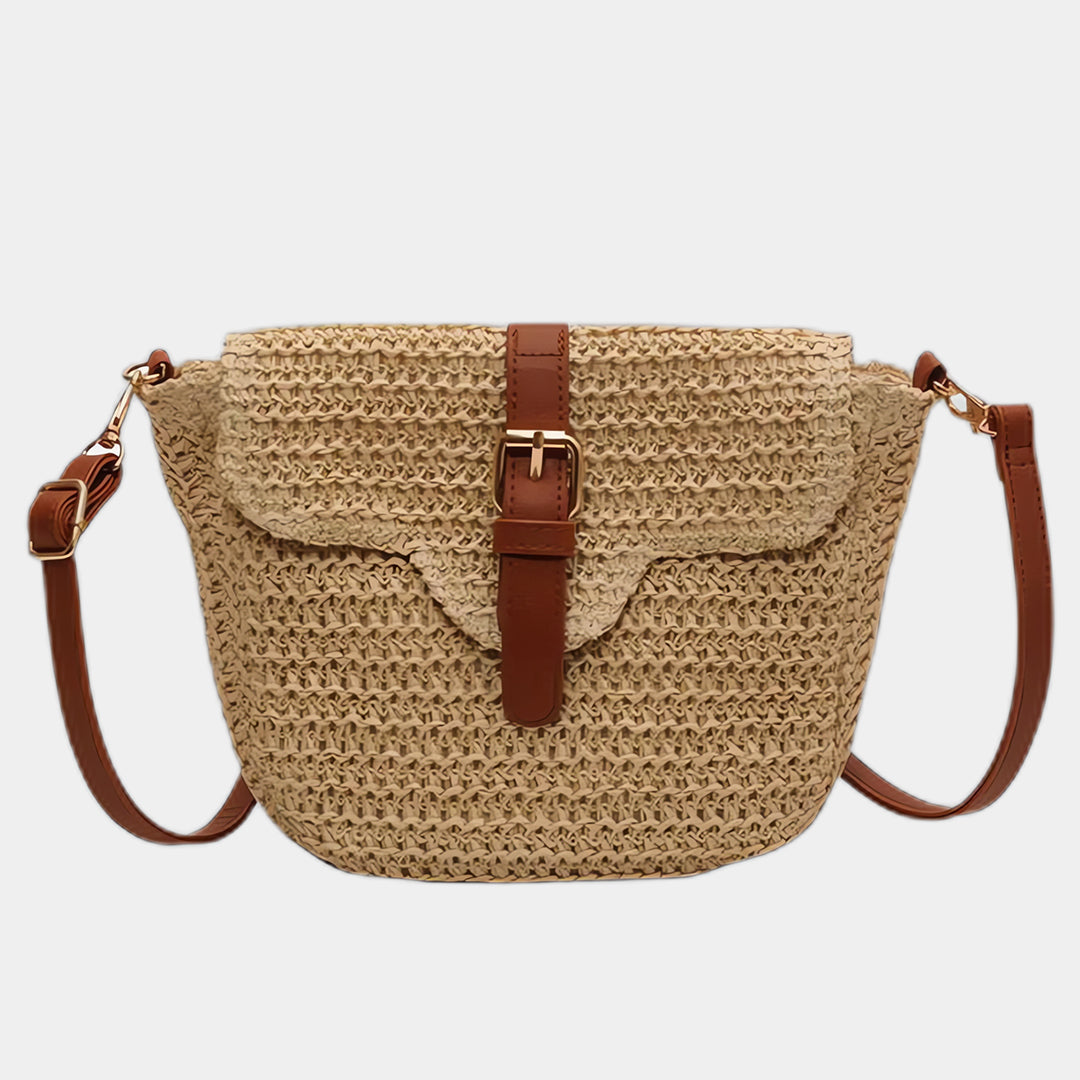 Brown Straw Crossbody Bag