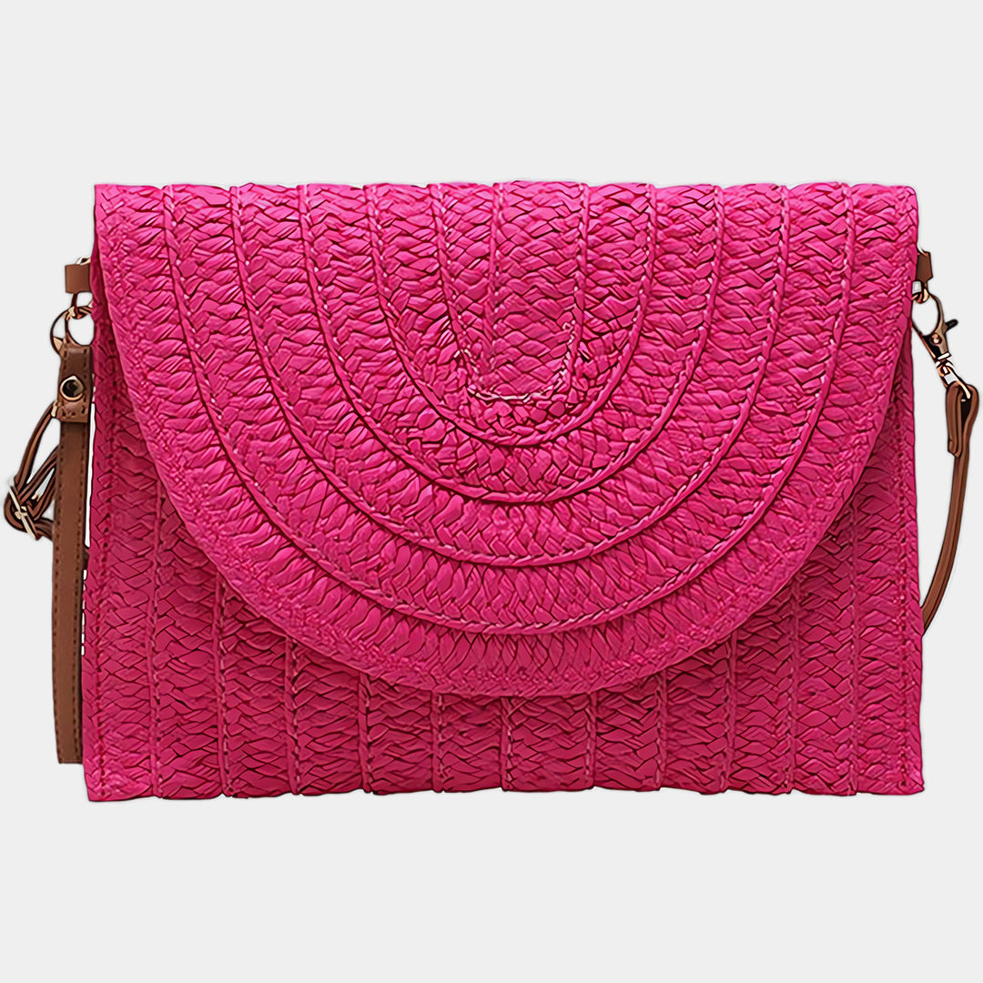 Pink Straw Crossbody Bag