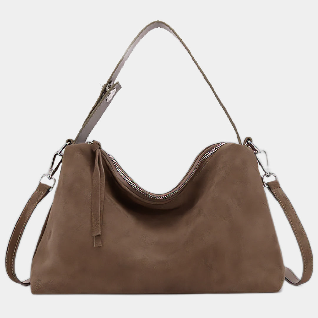 Suede Crescent Crossbody Bag