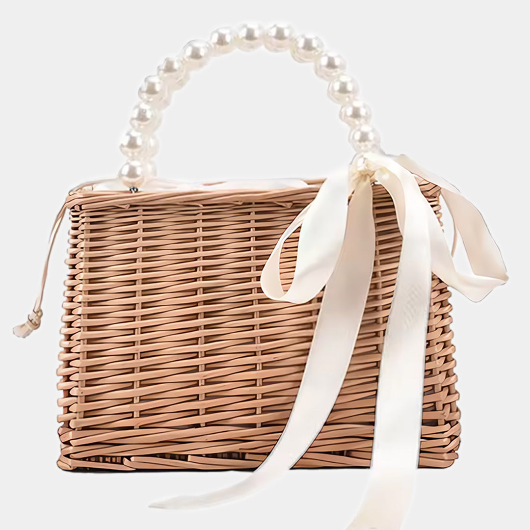 Mini straw bow bag