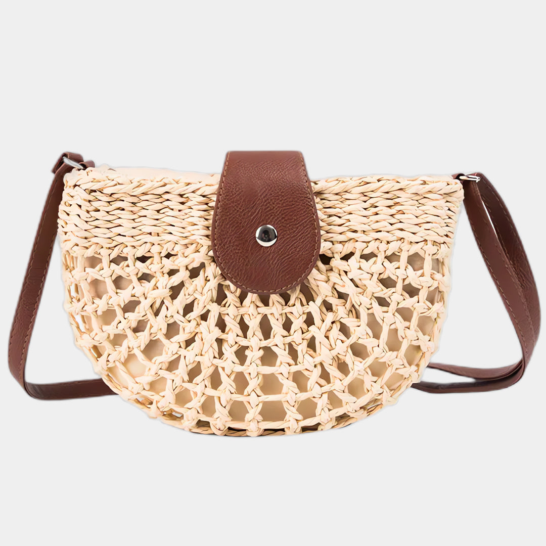 Straw Crescent Crossbody Bag