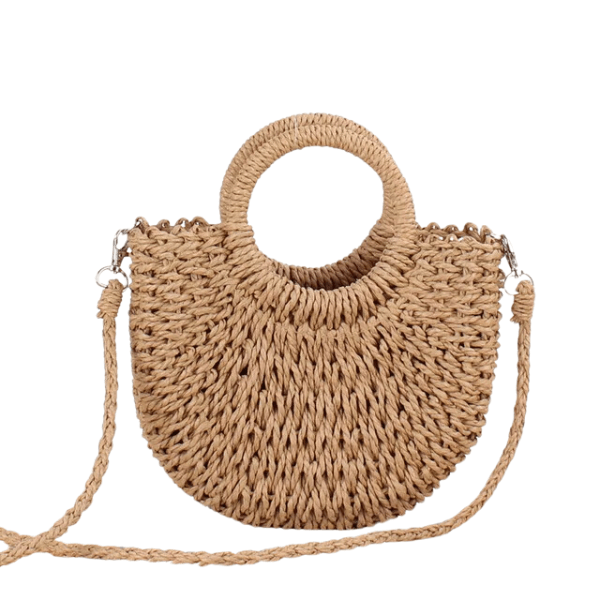 Wicker Half Moon Bag
